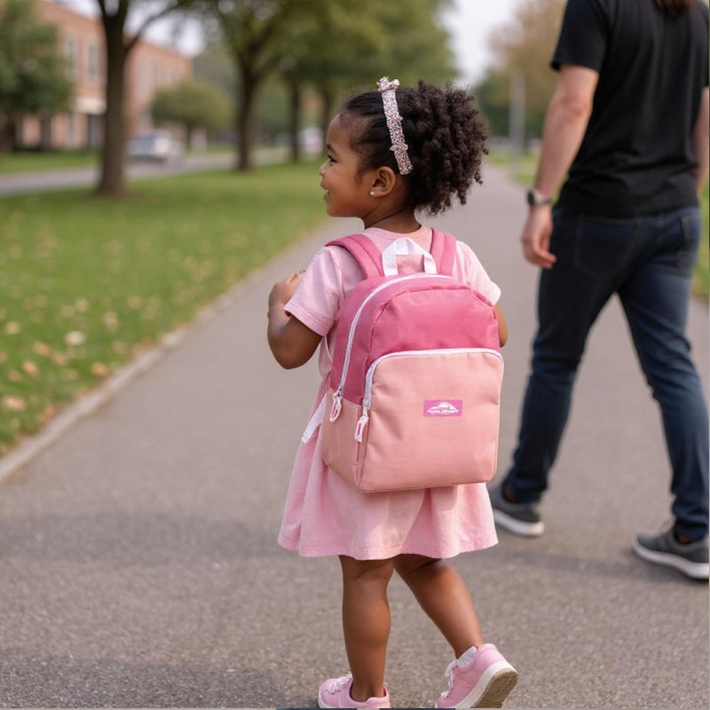 Trailmaker Color Block Backpacks for School Boys and Girls, 15 Inch Two Tone Colorful Small Travel Backpack for Kids (Pink) - Image 5